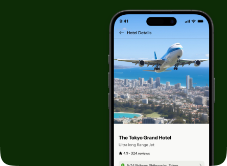 Pebbles travel booking screen