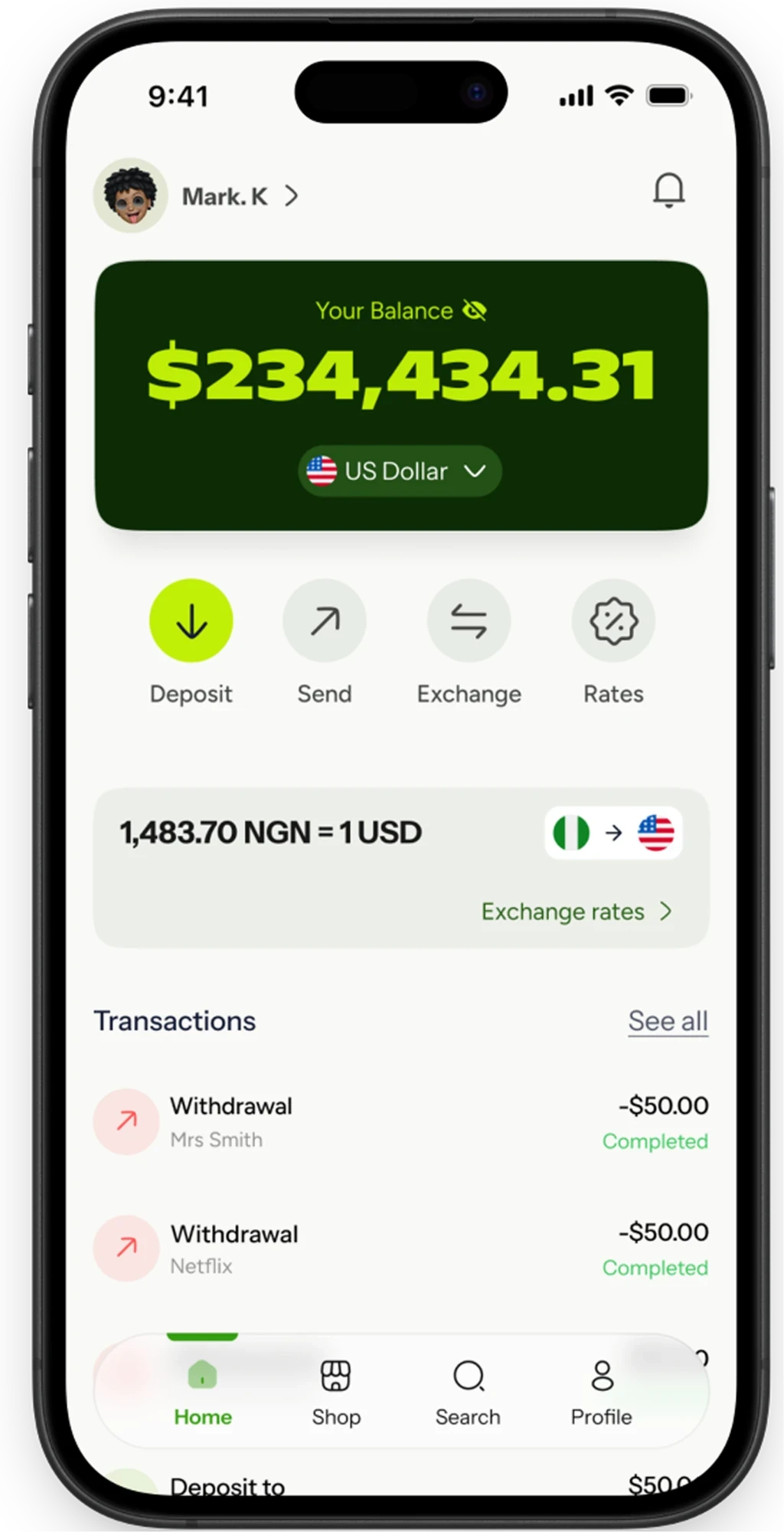 Pebbles app home screen showing account balance