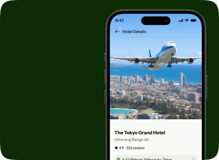 Pebbles travel booking screen